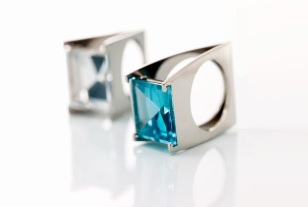 Rudolf Heltzel handcrafted blue gemstone and silver ring