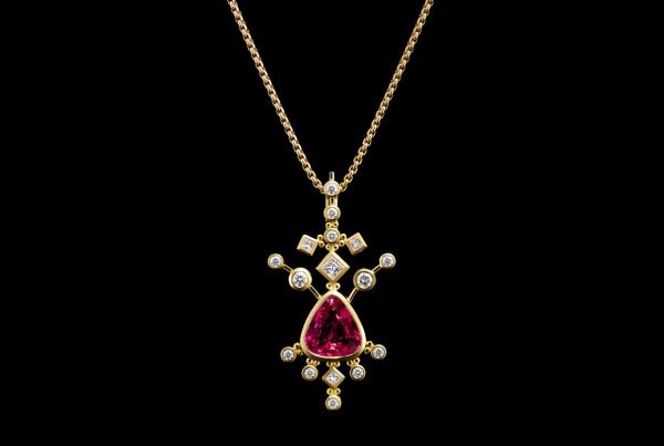 Rudolf Heltzel Spinel and diamond 18ct yellow gold pendant with matching braided yellow gold choker