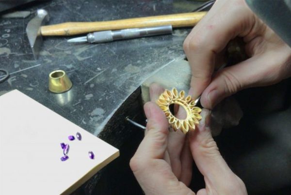 A piece of jewellery being assembled in Rudolf Heltzel's workshop