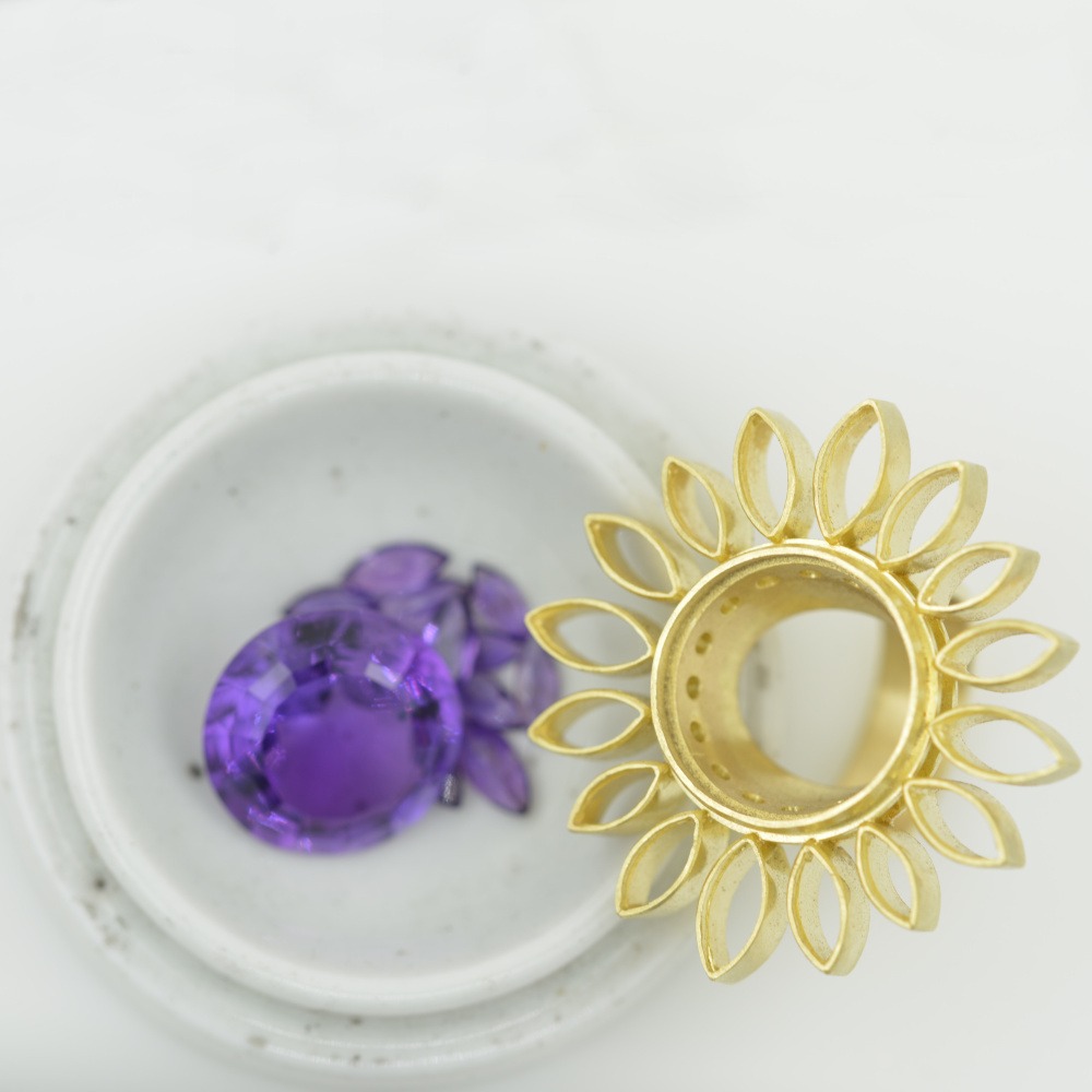 A piece of jewellery being prepared in Rudolf Heltzel's workshop