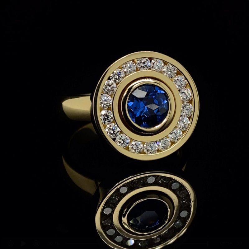 Handcrafted Rudolf Heltzel Sapphire and Diamond Engagement Ring