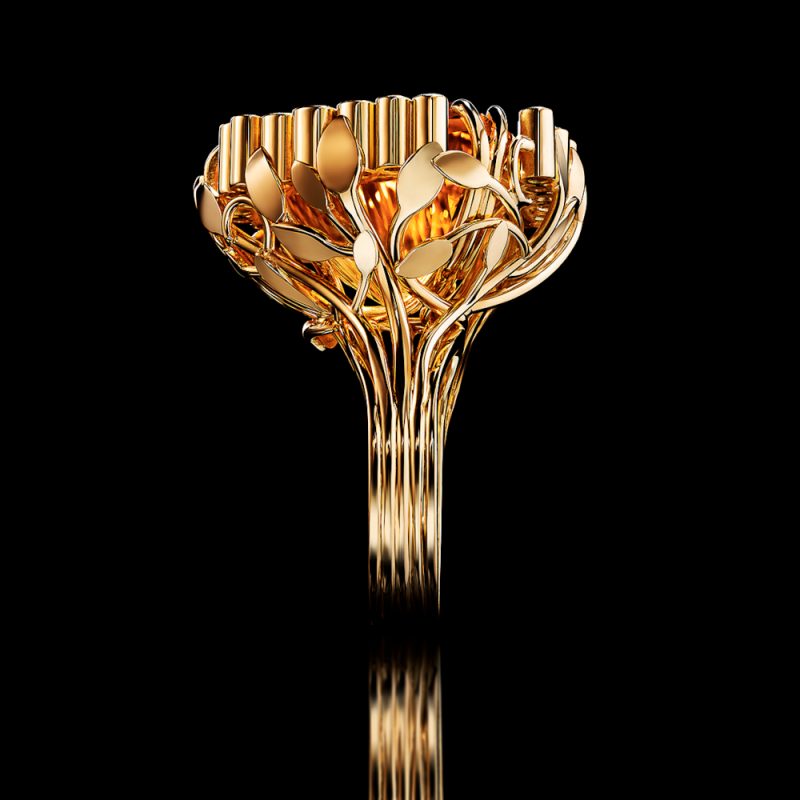 Diamond surrounded citrine ring in 18ct yellow gold