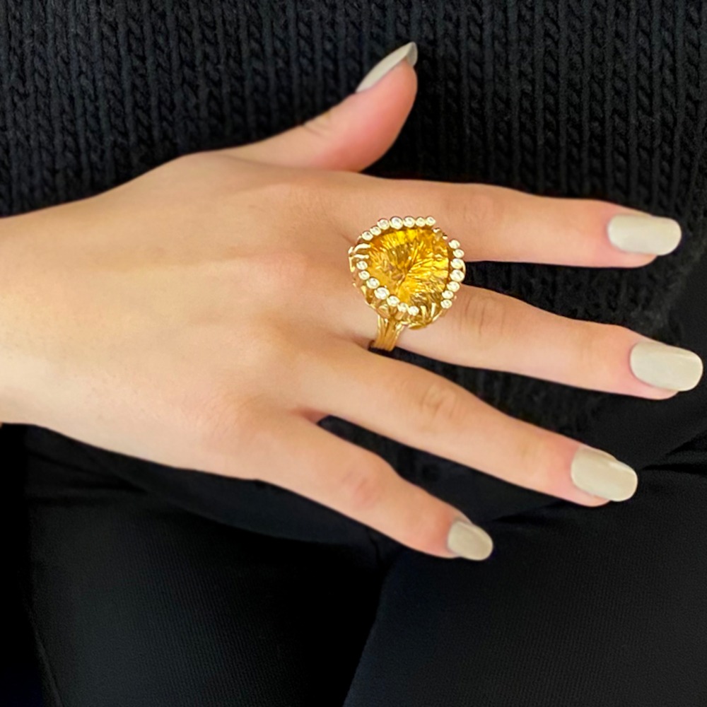 Rudolf Heltzel Citrine and diamond ring in 18ct yellow gold