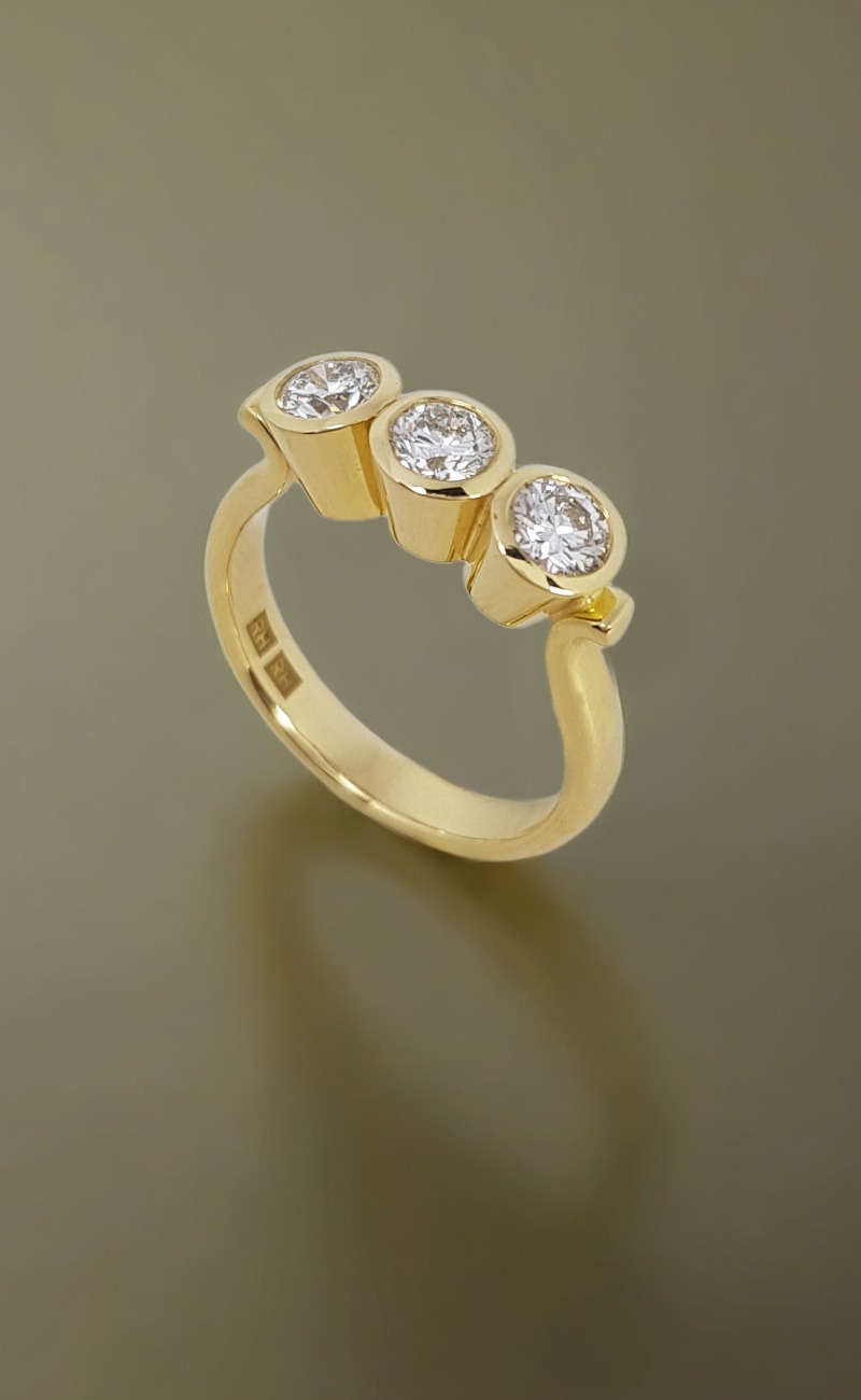 Rudolf Heltzel 3 Stone Bezel Set Engagement Ring