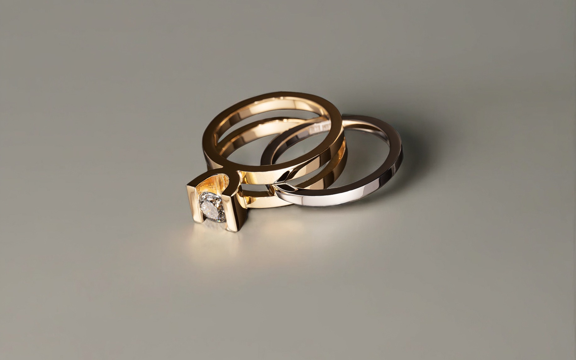 All In One Diamond Yellow Gold And Platinum Wedding And Engagement Ring
