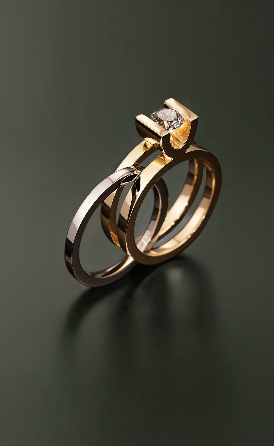 Rudolf Heltzel All In One Wedding And Engagement Ring In Yellow Gold And Platinum