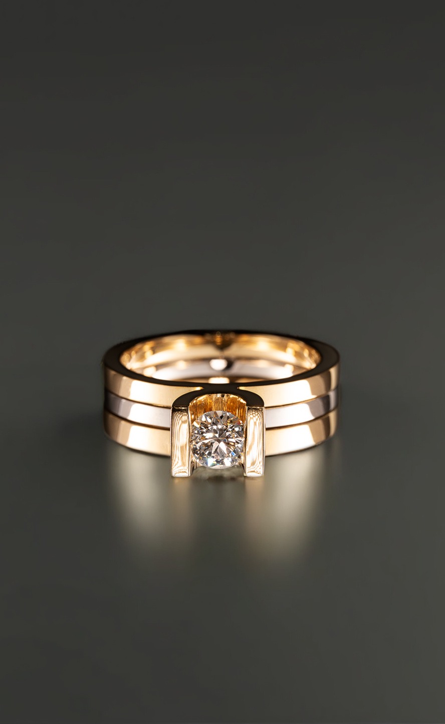 Rudolf Heltzel All In One Wedding And Engagement Ring In Yellow Gold And Platinum