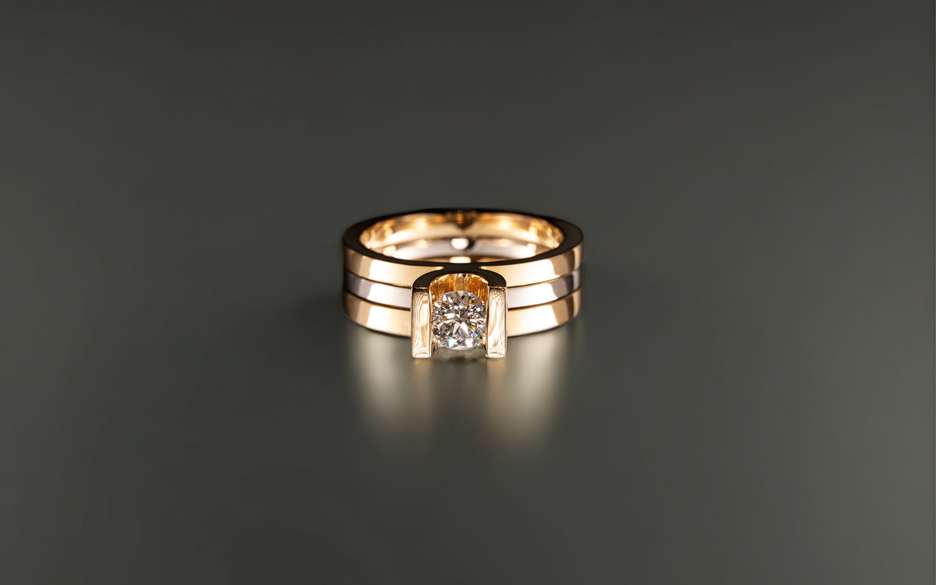 All In One Diamond Yellow Gold And Platinum Wedding And Engagement Ring