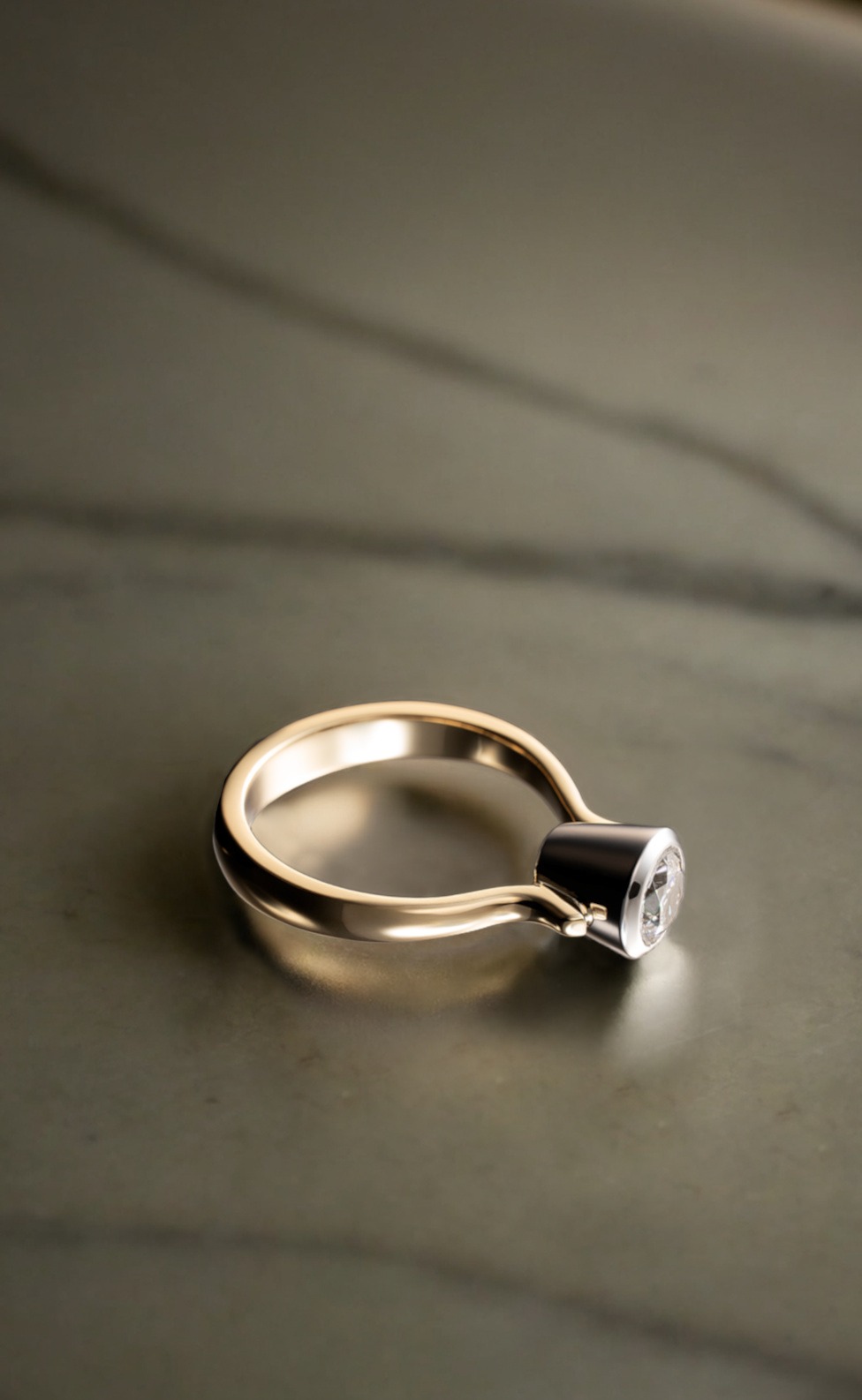 Rudolf Heltzel Bezel Set Diamond Solitaire Gold Engagement Ring