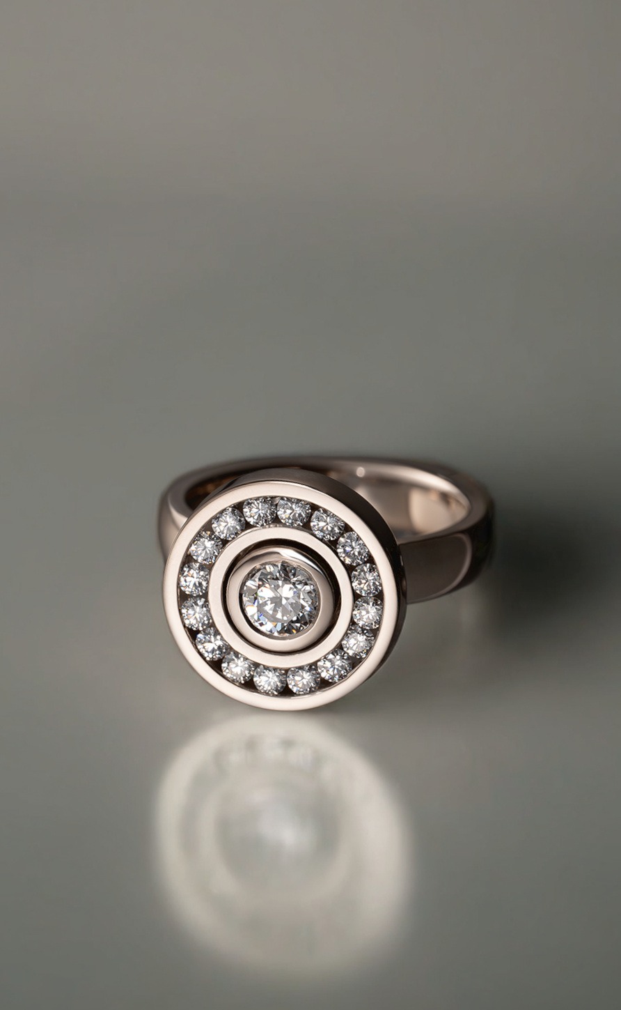 Rudolf Heltzel Diamond Surround Engagement Ring In White Gold