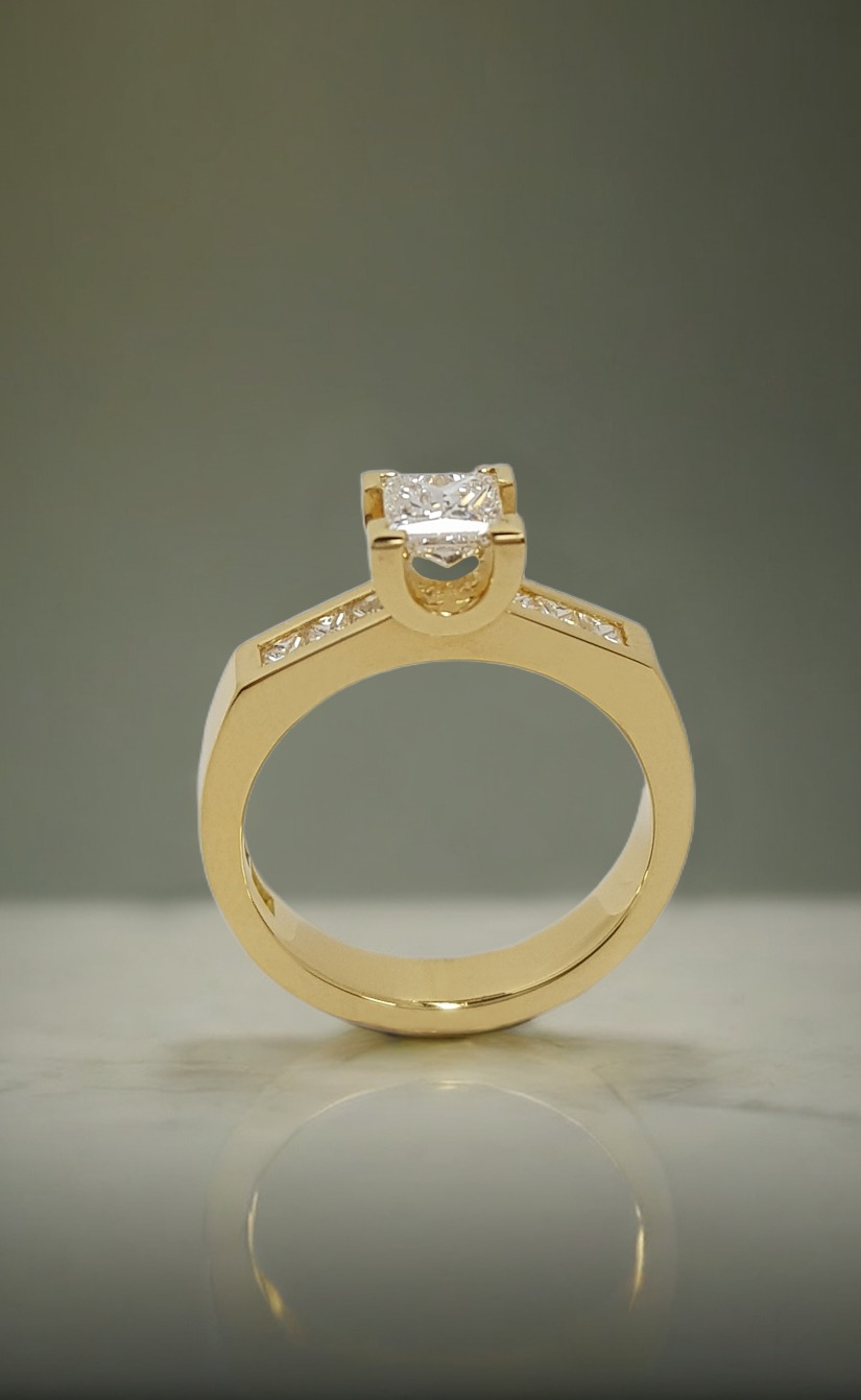 Rudolf Heltzel Princess Channel Set Engagement Ring In Yellow Gold