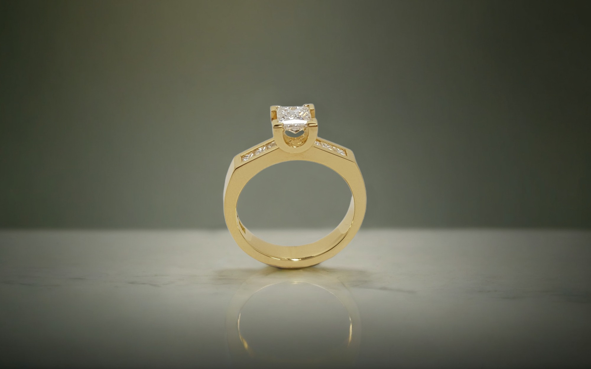 Rudolf Heltzel Princess Channel Set Engagement Ring In Yellow Gold