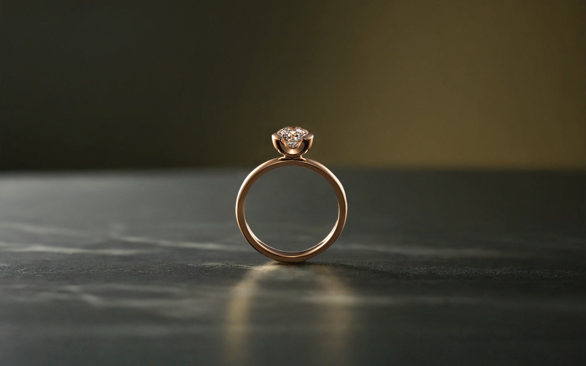 Rudolf Heltzel Semi Bezel Set Diamond Engagement Ring In Yellow Gold