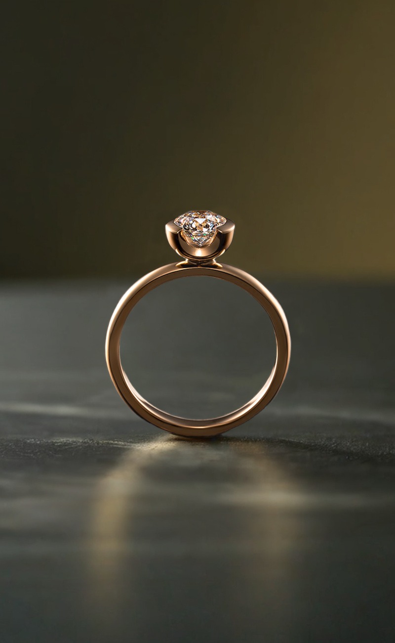 Rudolf Heltzel Semi Bezel Set Diamond And Yellow Gold Engagement Ring
