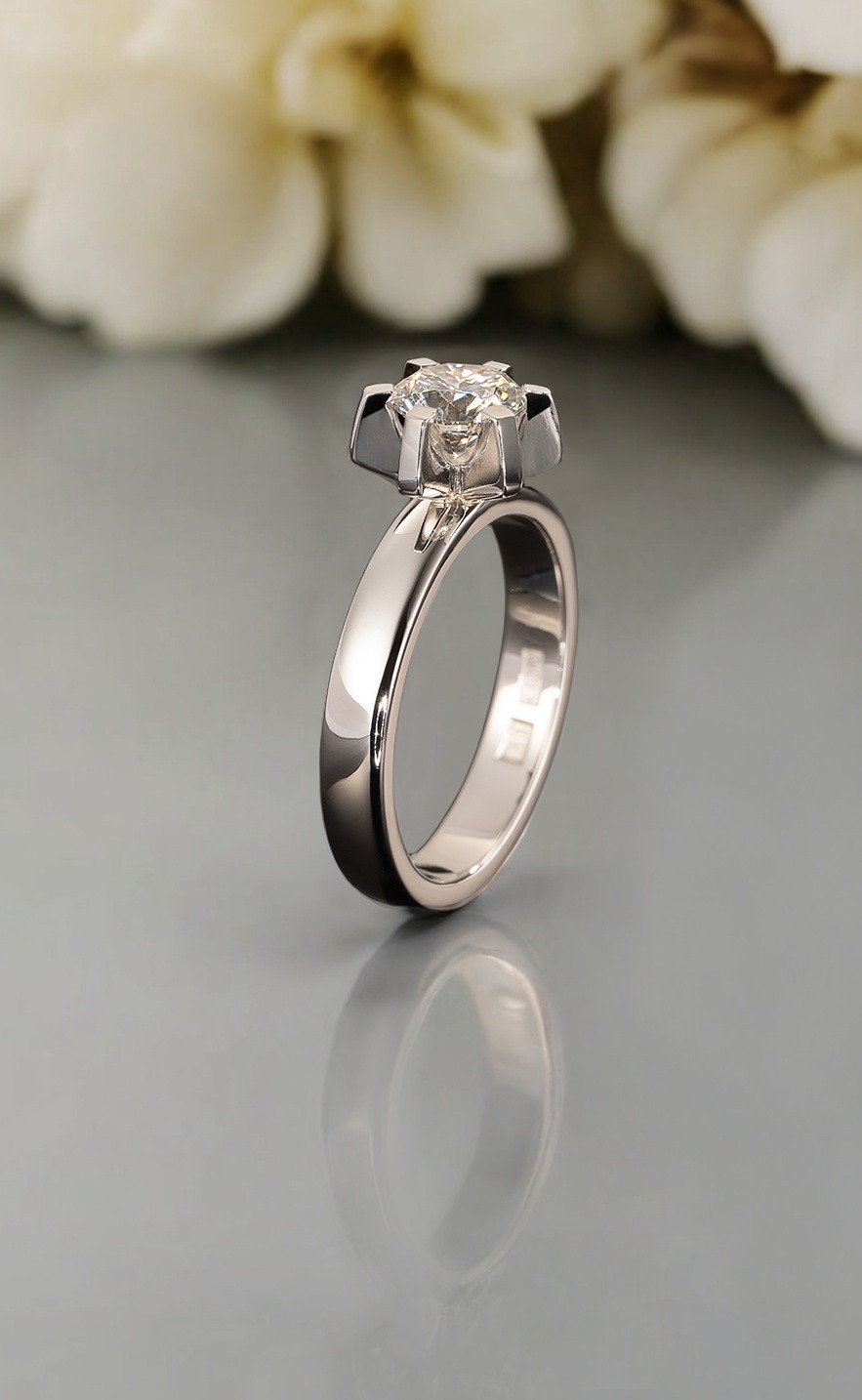 Rudolf Heltzel Six Claw DIamond Engagement Ring In Platinum