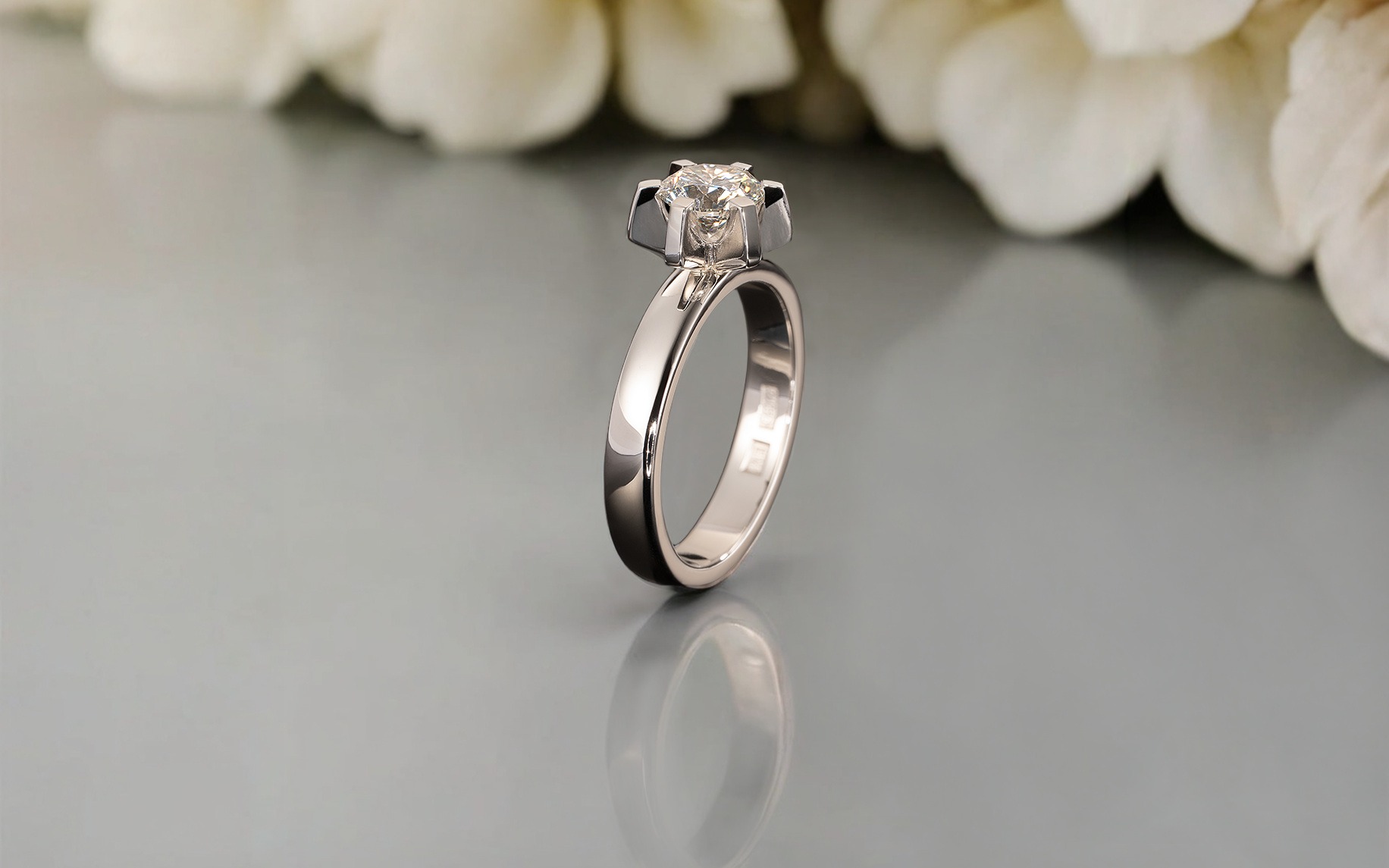 Rudolf Heltzel Six Claw DIamond Engagement Ring In Platinum