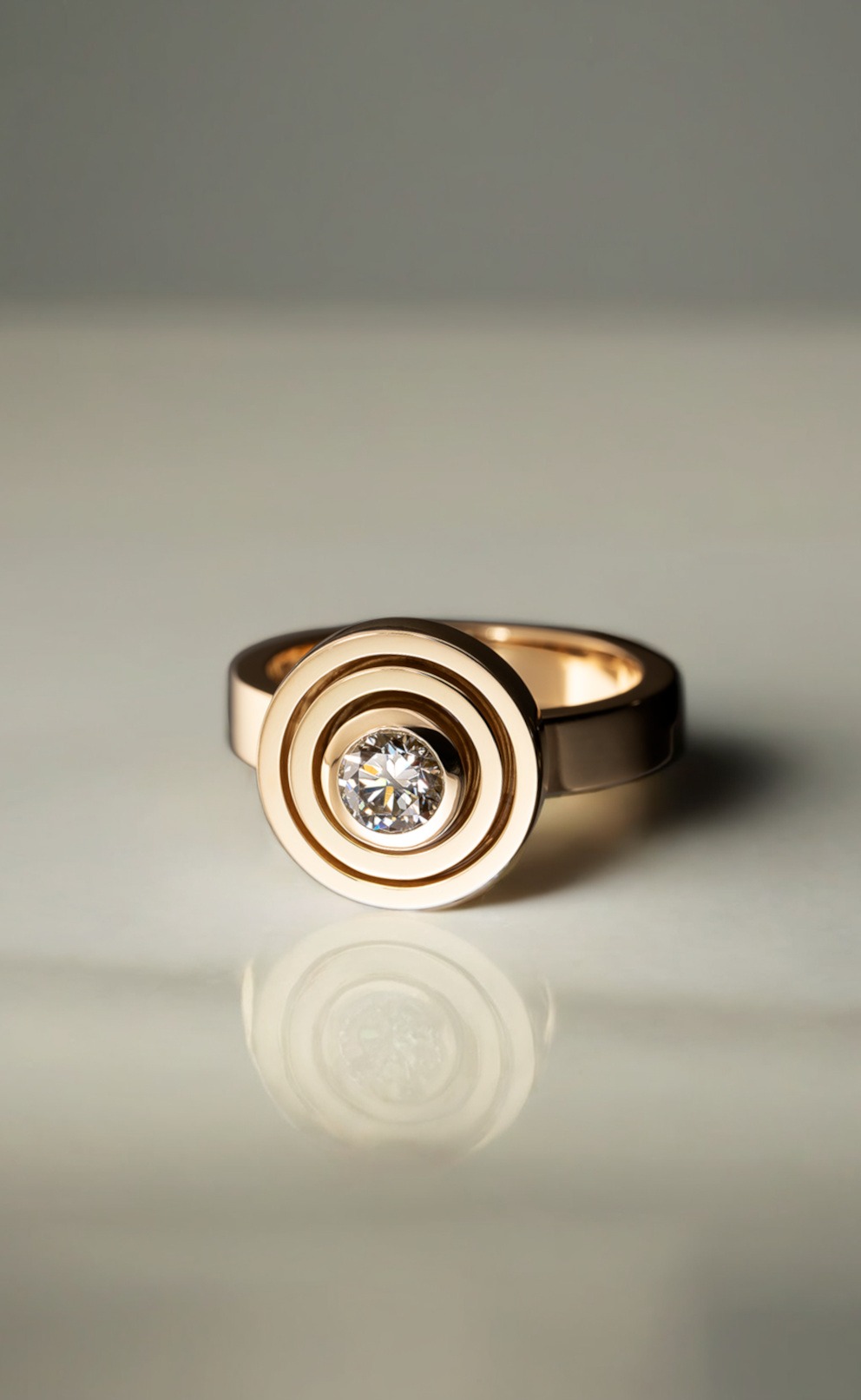 Rudolf Heltzel Two Surround DIamond Engagement Ring in Yellow Gold
