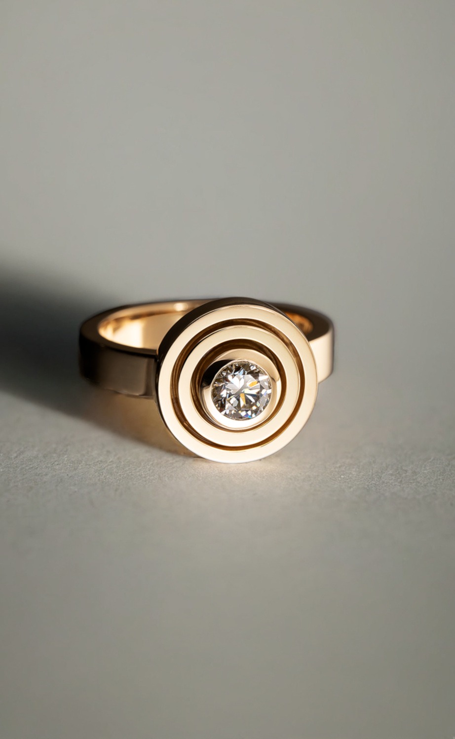 Rudolf Heltzel Two Surround DIamond And Yellow Gold Engagement Ring