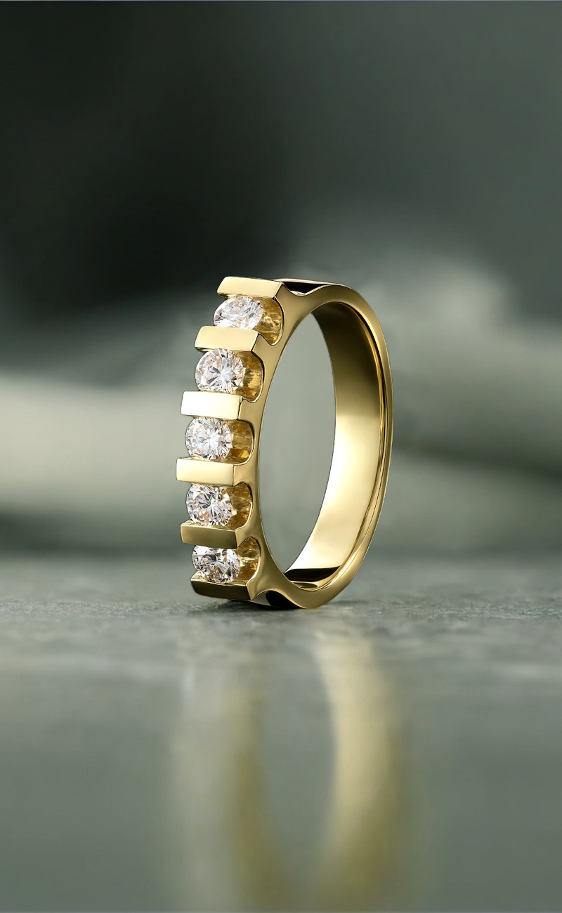 Rudolf Heltzel UShaped 5 Stone Engagement Ring In Yellow Gold