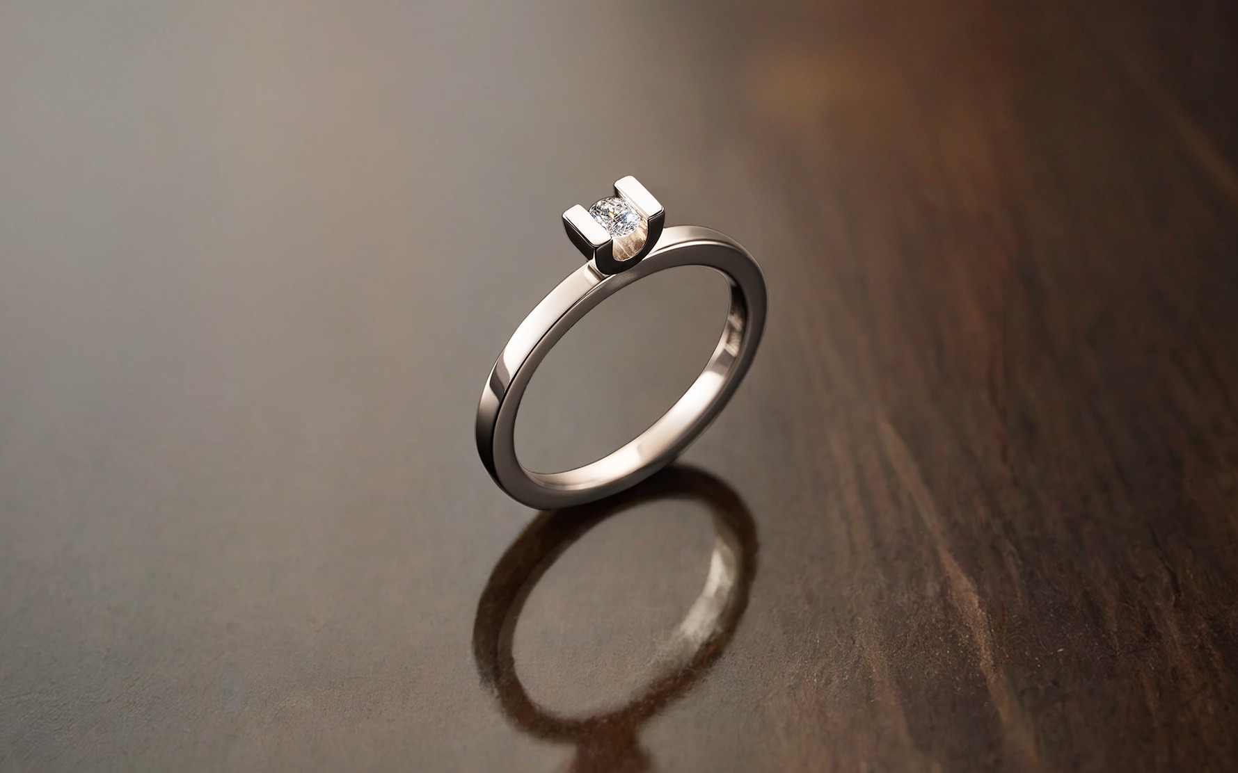 Rudolf Heltzel UShaped Solitaire Diamond and platinum engagement Ring