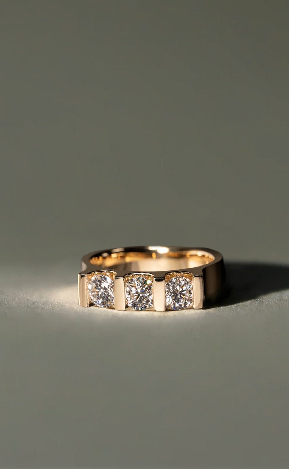 Ushaped 3 Stone Diamond And Yellow Gold Engagement Ring