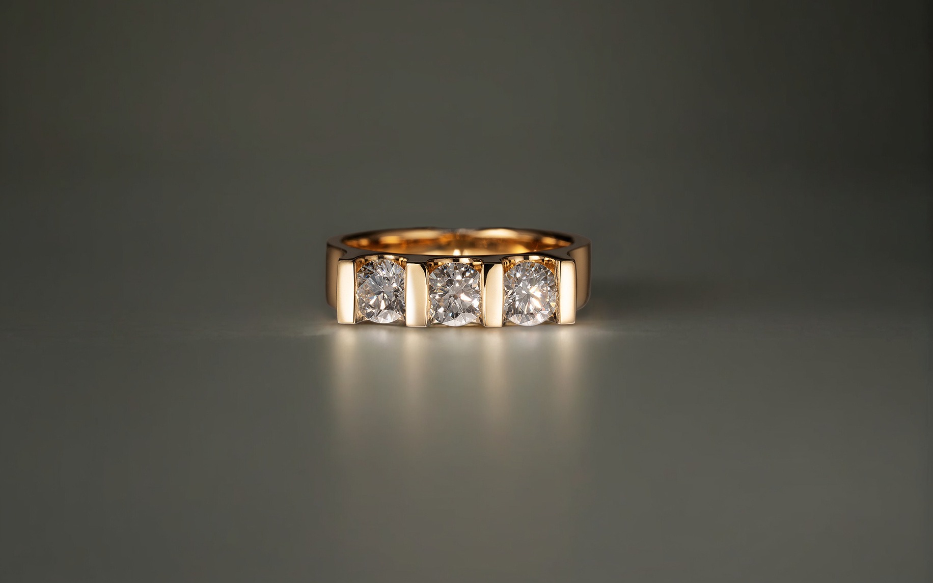 Rudolf Heltzel Ushaped 3 Stone Engagement Ring In Yellow gold