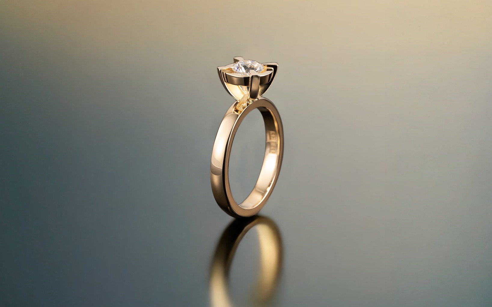 Rudolf Heltzel Sculpted Claw Diamond And Yellow Gold Solitaire Ring